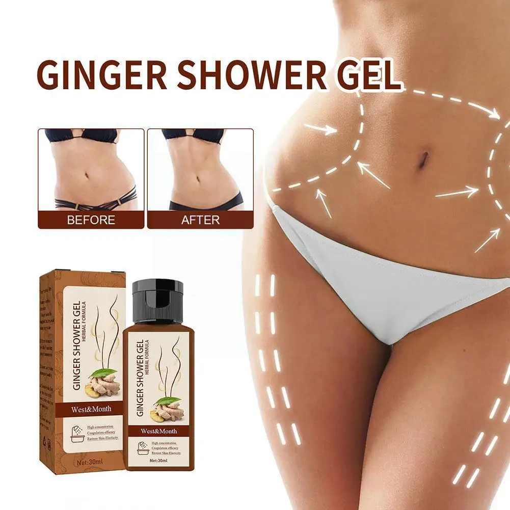 

30ml Ginger Shower Gel Lymphatic Drainage Herbal Shower Gel Body Wash Weight Loss Ginger Shower Gel For Women Body Care C1U1