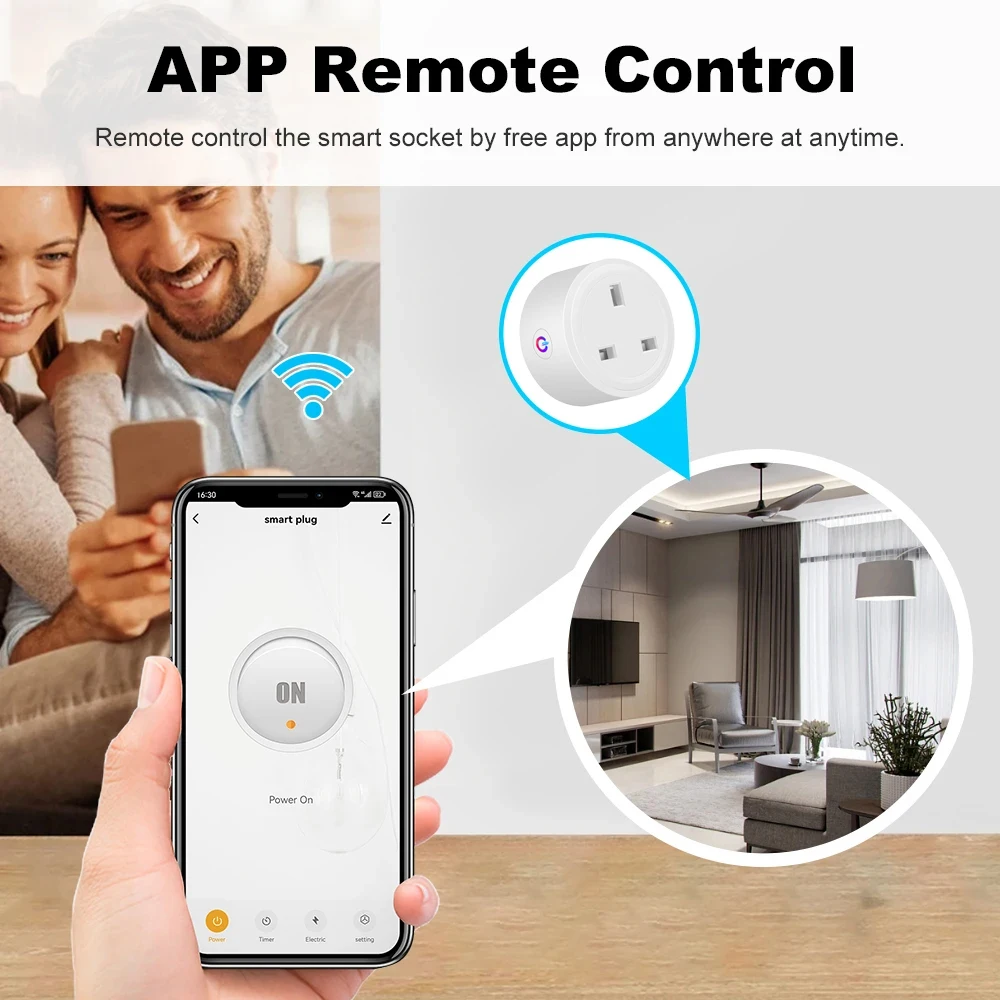 Умная розетка Tuya Zigbee 20A UK Smart Plug Монитор мощности Функция синхронизации Домашняя