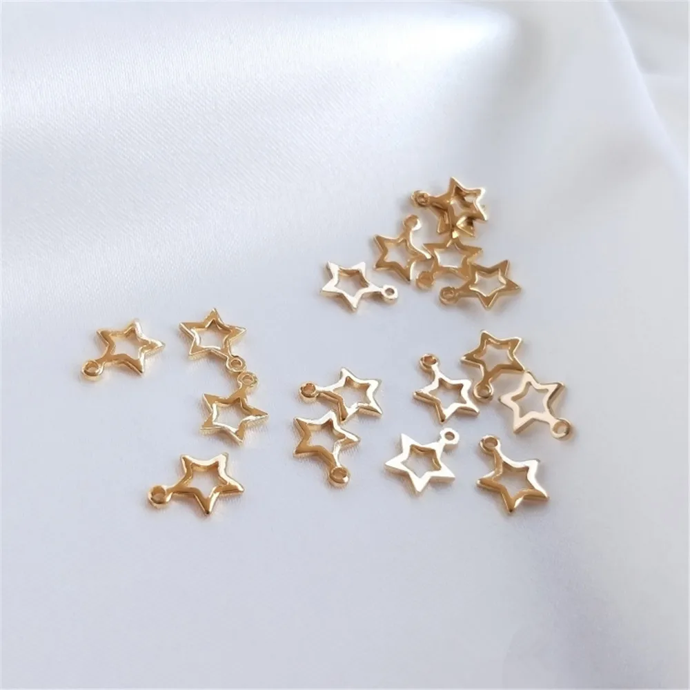 

14K Gold Filled Plated Hollow five-pointed star pendant 6mm small star DIY accessories mini pendant material