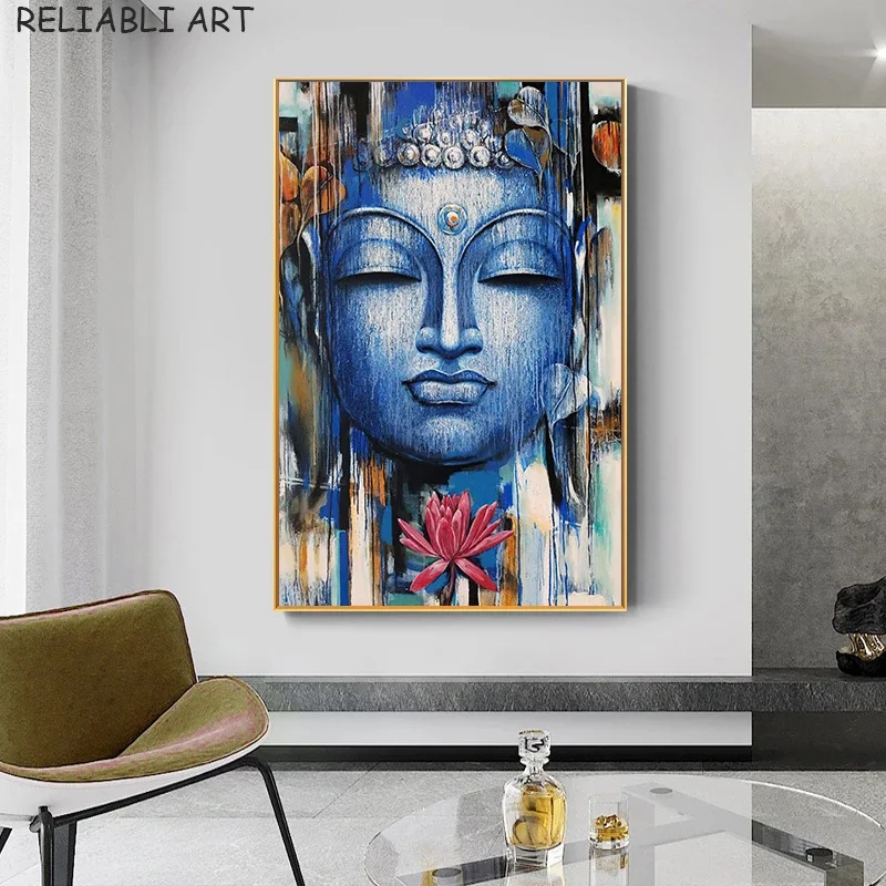 

Classical Buddha Statues and Lotus Flowers Canvas Paintings Prints and Poster Wall ART for Living Room Home Decor No Frame