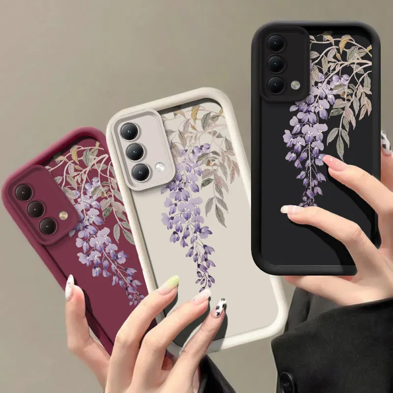 Чехол с фиолетовыми цветами и веткой для Infinix Tecno Spark GO 2024 2025 30C 20C 10 POP8 защита