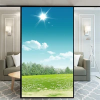 decorative windows film privacy grassland scenery stained glass window stickers no glue static cling frosted window film