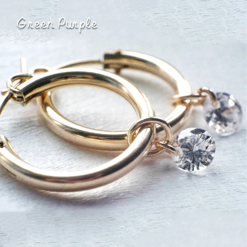 

Sparkle Zircon Earrings 14K Gold Filled 15MM Hoop Earrings Wedding Engagement Jewelry Brincos Pendientes Oorbellen Boho Earring