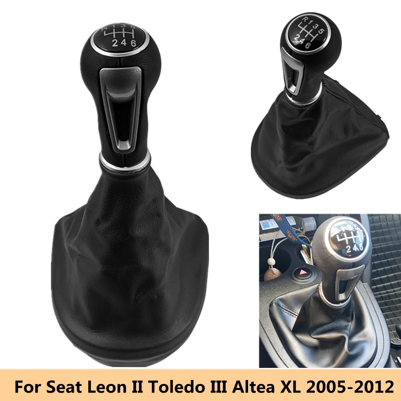 

5/6 Speed Gear Shift Knob PU Leather Gaiter Boot Cover Case Shifter Lever Stick For Seat Leon II Toledo III Altea XL 2005-2012