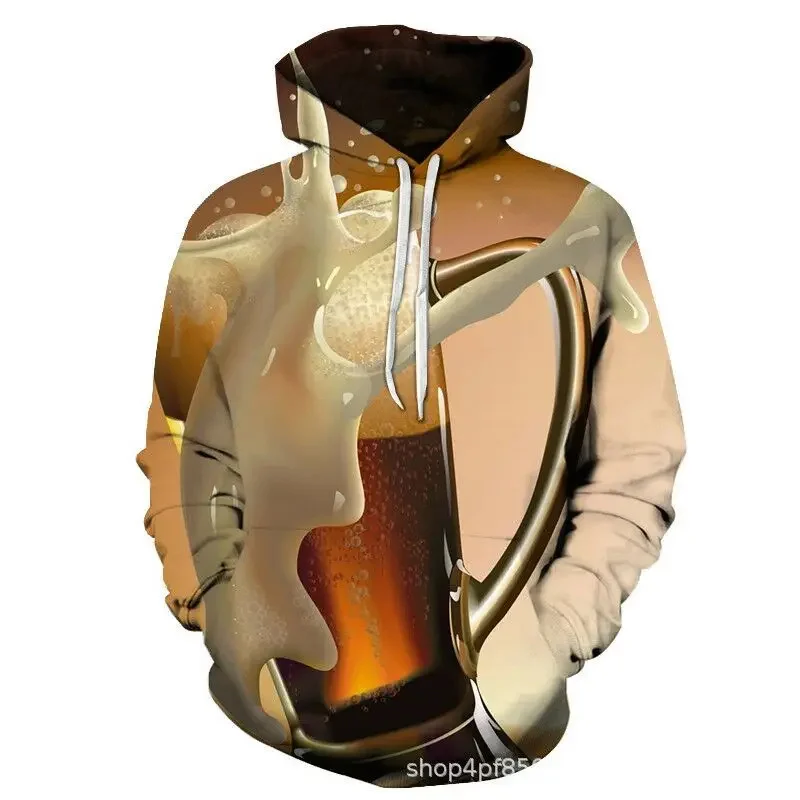 

Print 3D funny beer pattern men's essentials hoodie unisex sweatshirts hip-hop fashionable street clothes 2024 new hoodies for