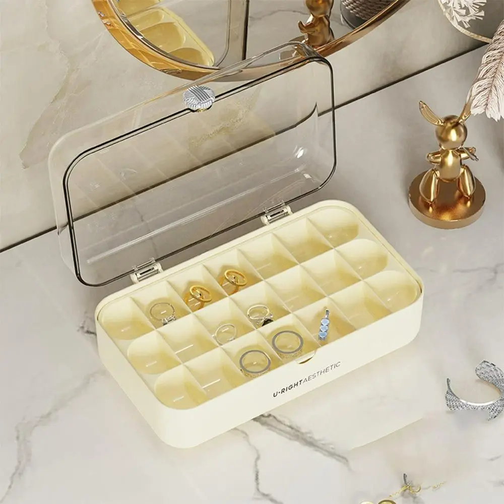 

layer Rectangle Shape Solid Color Women Earring Storage Case Transparent Jewelry Box Rings Container Makeup Storage Box