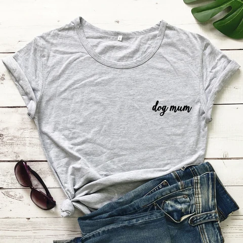Женская футболка с коротким рукавом dog mum футболка с карманами