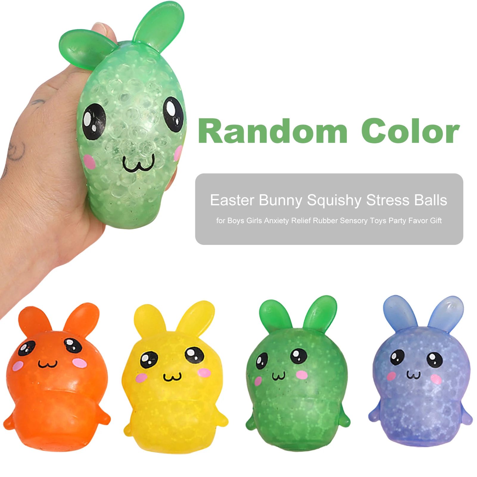 

Easter Bunny Stress Balls Toy For Kids Adults Anxiety Relief Rubber Balls With Water Beads Party Favor Gifts Stocking Stuffers