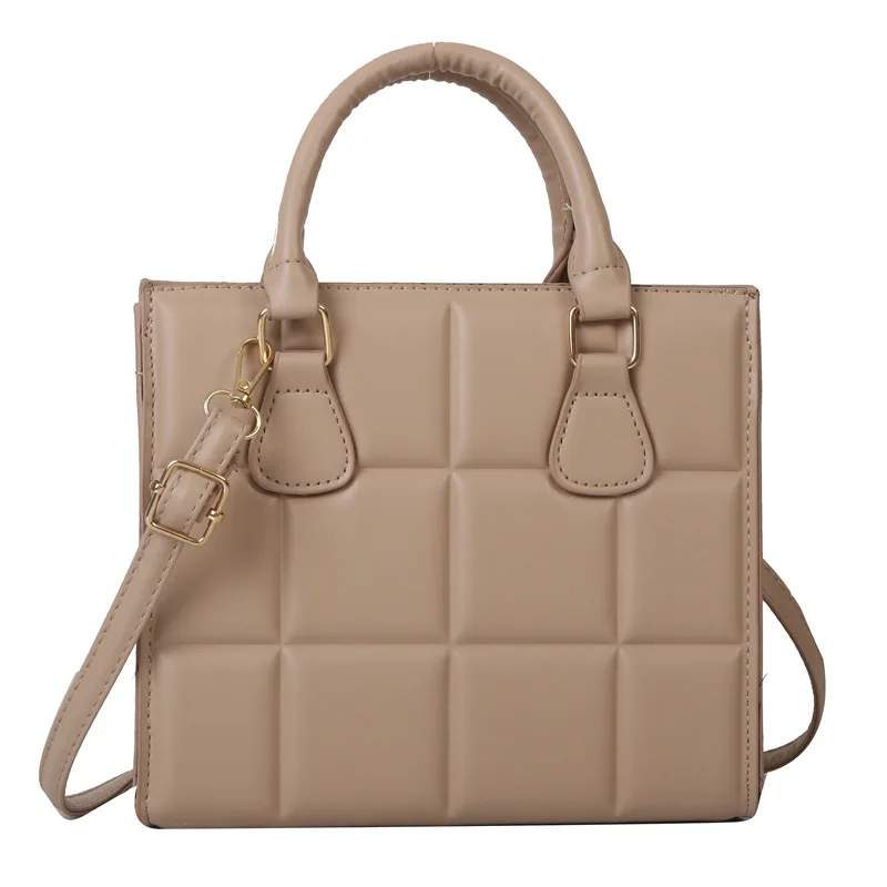 Portable Commuter Texture Western Style Small Square 2023 New Women's Chocolate Plaid Shoulder Messenger Bag