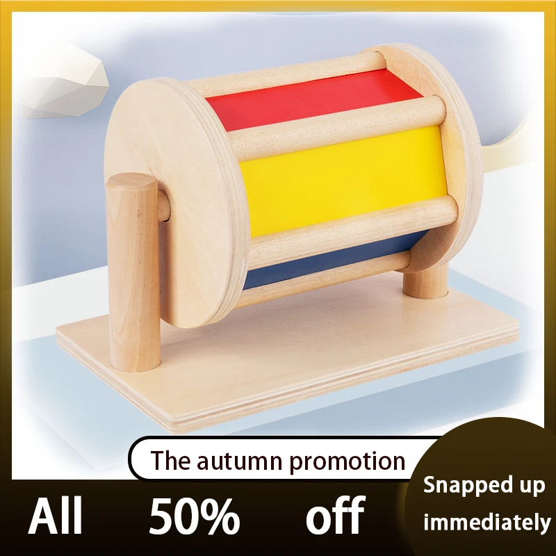 

New wooden textile drum Early education fun kindergarten teaching aid Montessori