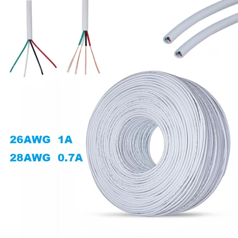 Фото 26AWG 28 AWG 1A 0,7A 4-контактный кабель питания постоянного тока 1 м провод с медной изоляцией ПВХ-удлинитель для USB-электрического кабеля питания 2464 постоянного тока C4 №1