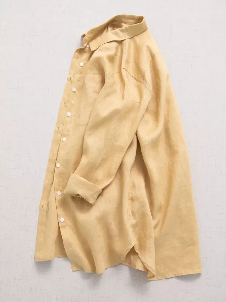 Женская рубашка/блузка свободного покроя универсальная льняная блузка 17*21 из