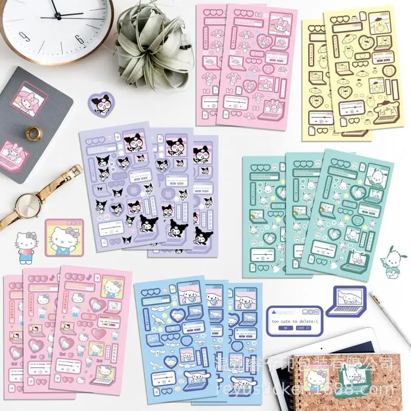 

Kawaii Sanrio Sticker Hellokittys Cartoon Cute Kuromi Mobile Phone Case Notebook Water Cup Anime Cinnamoroll Laser Sticker Gift