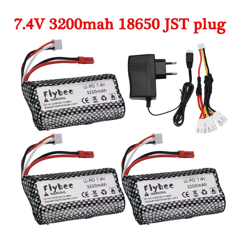 

NEW2023 7.4V 3000mah upgrade 3200mah lipo Battery 18650 2S JST Plug for RC racing Car Truck Spare Accessories 7.4V high capacity