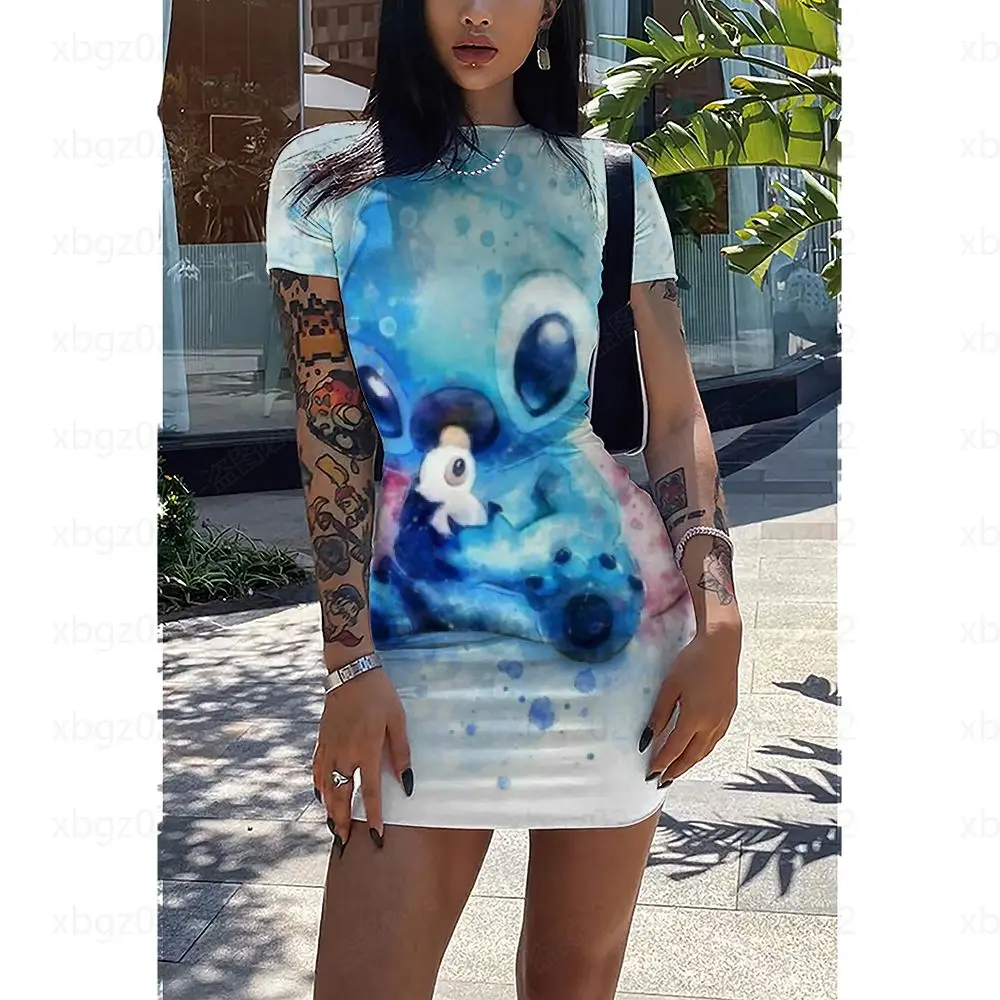 

Summer Dresses Woman 2022 Elegant Dresses for Women 2022 Party Tight High Quality Stitch Cartoon Women's Dress Casual Top Disney