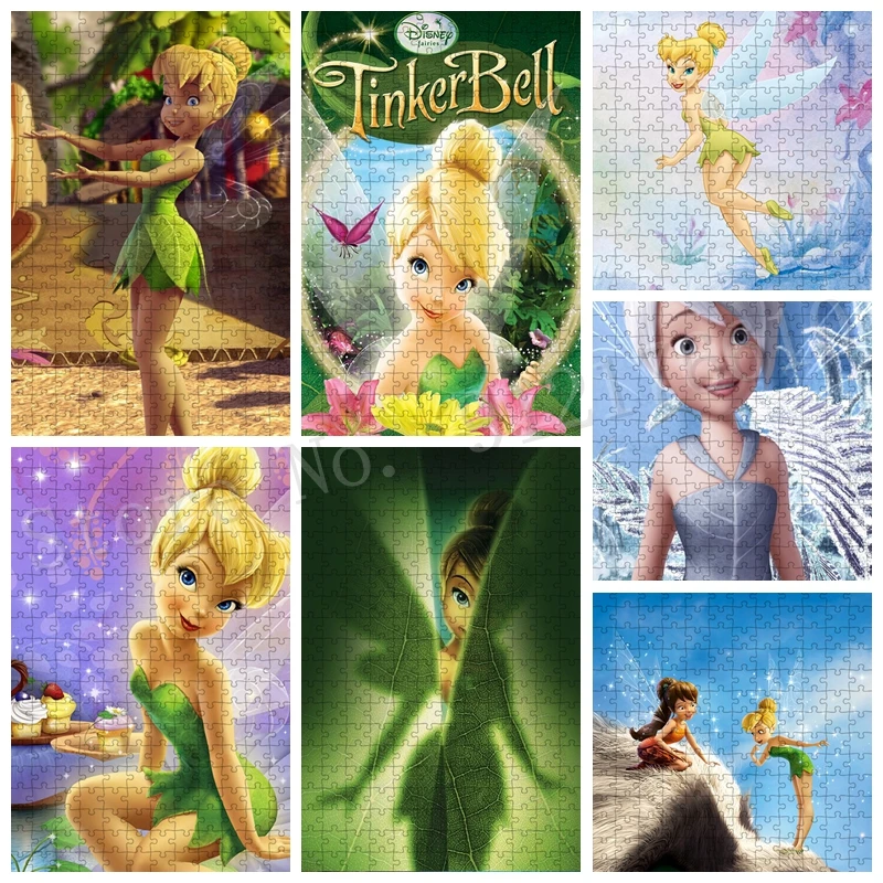 

Disney cartoon Tinker Bell paper puzzle DIY modern jigsaw Puzzles nursery Fairy Elf Decompression game toys for adult decor Gift
