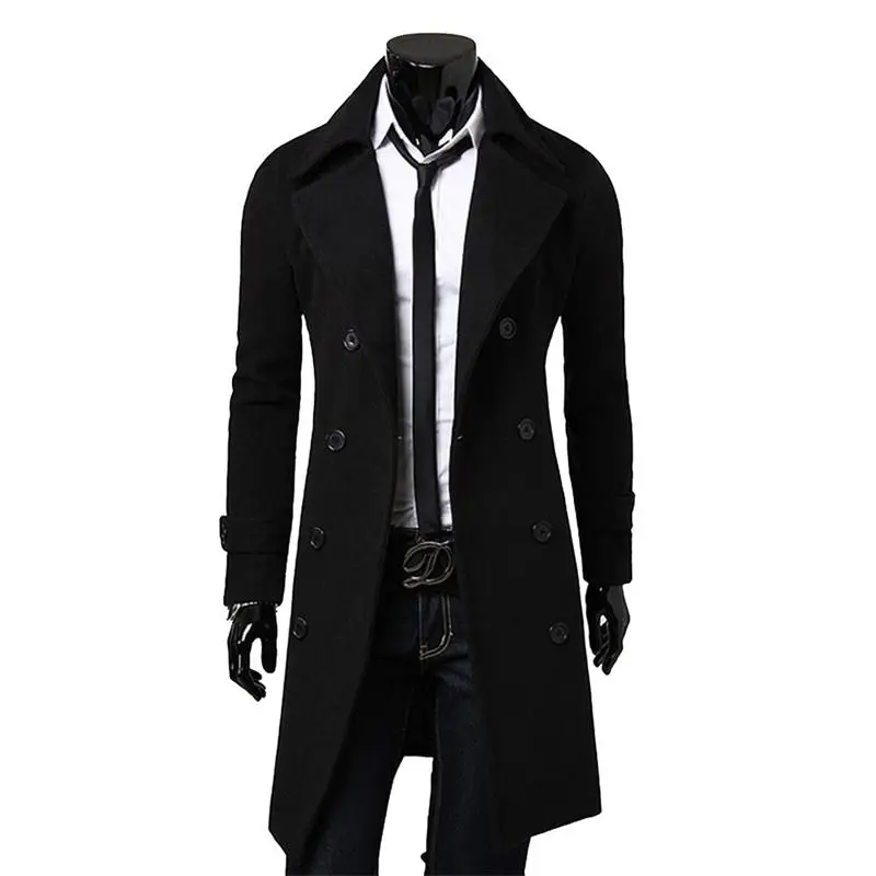 

Модная брендовая осенняя куртка, длинный Тренч, мужское высококачественное приталенное однотонное пальто, двубортная Мужская куртка, женс...