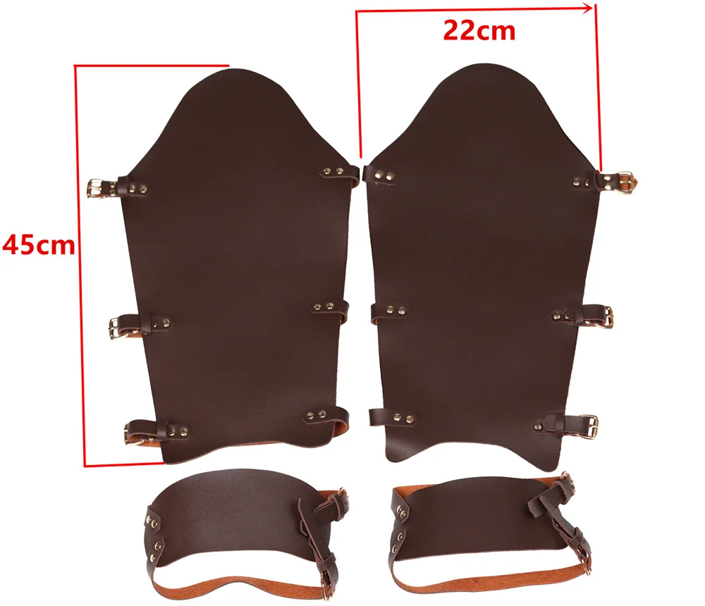 Steampunk Vintage Half Chaps Gaiter Leather Greaves Medieval Viking Warrior Knight Leg Armor For Men Cosplay Costume Accessories images - 6