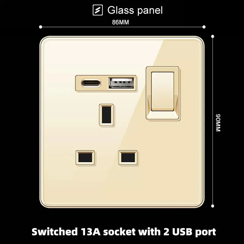 Розетка 13А для Великобритании USB Type-C розетка быстрой зарядки система