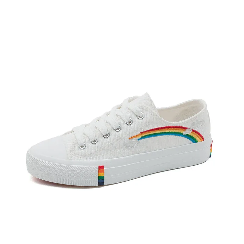 New Rainbow Retro Canvas Shoes 2023 Vulcanized Shoes Woman Sneakers Women's Fashion Flat Fashion Comfortable Shoes Women