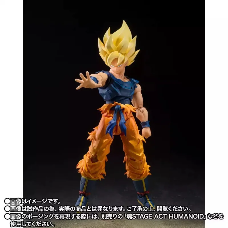 Фото Коллекционная фигурка Bandai SHF Супер Сайян Сон Гоку в яростной позе, подвижная, для декора рабочего стола, подарок №3