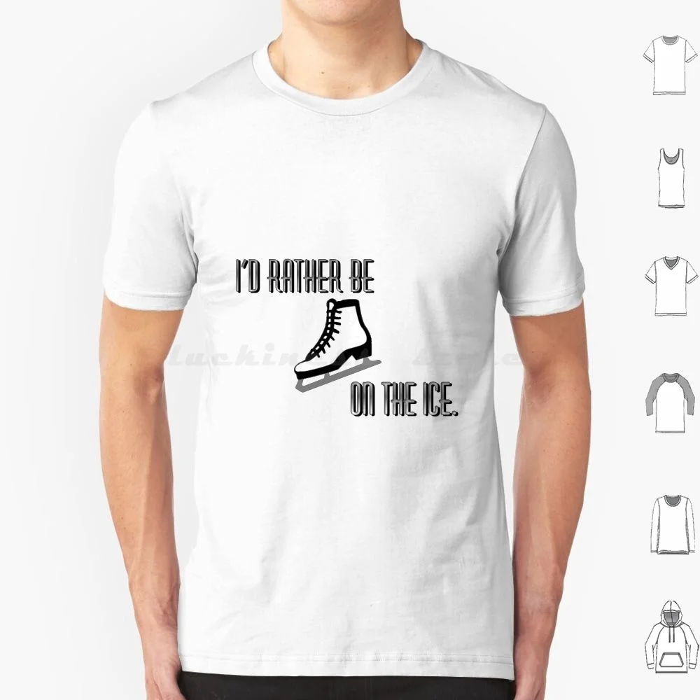 

Я довольно буду на льду (белый ледяной скейт) Футболка большого размера 100% хлопок Id Скорее быть на льду Катание на коньках