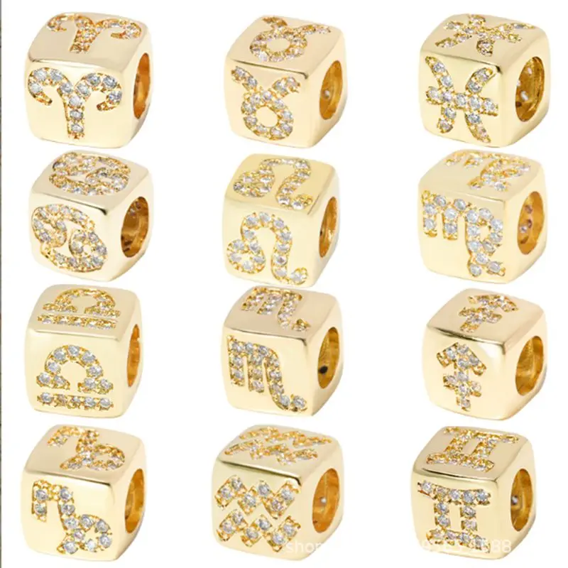 

12 Constellation Zodiac Sign Charms Diy Jewelry making Cute Designer Gold Pendant Necklace Earrings Jewelry Findings Accessories