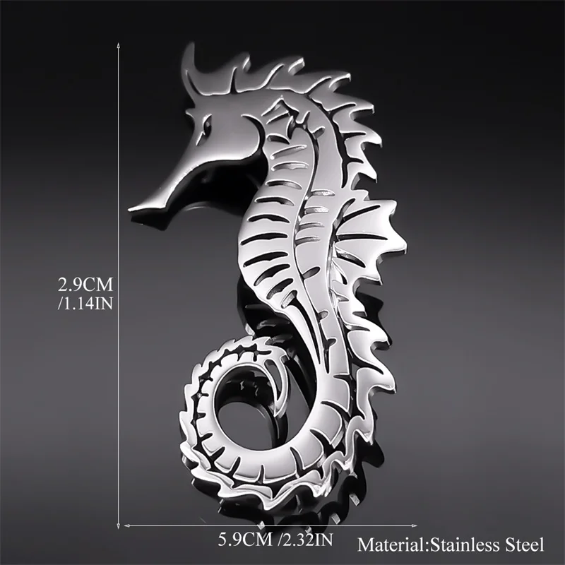 Брошь морской конёк из нержавеющей стали