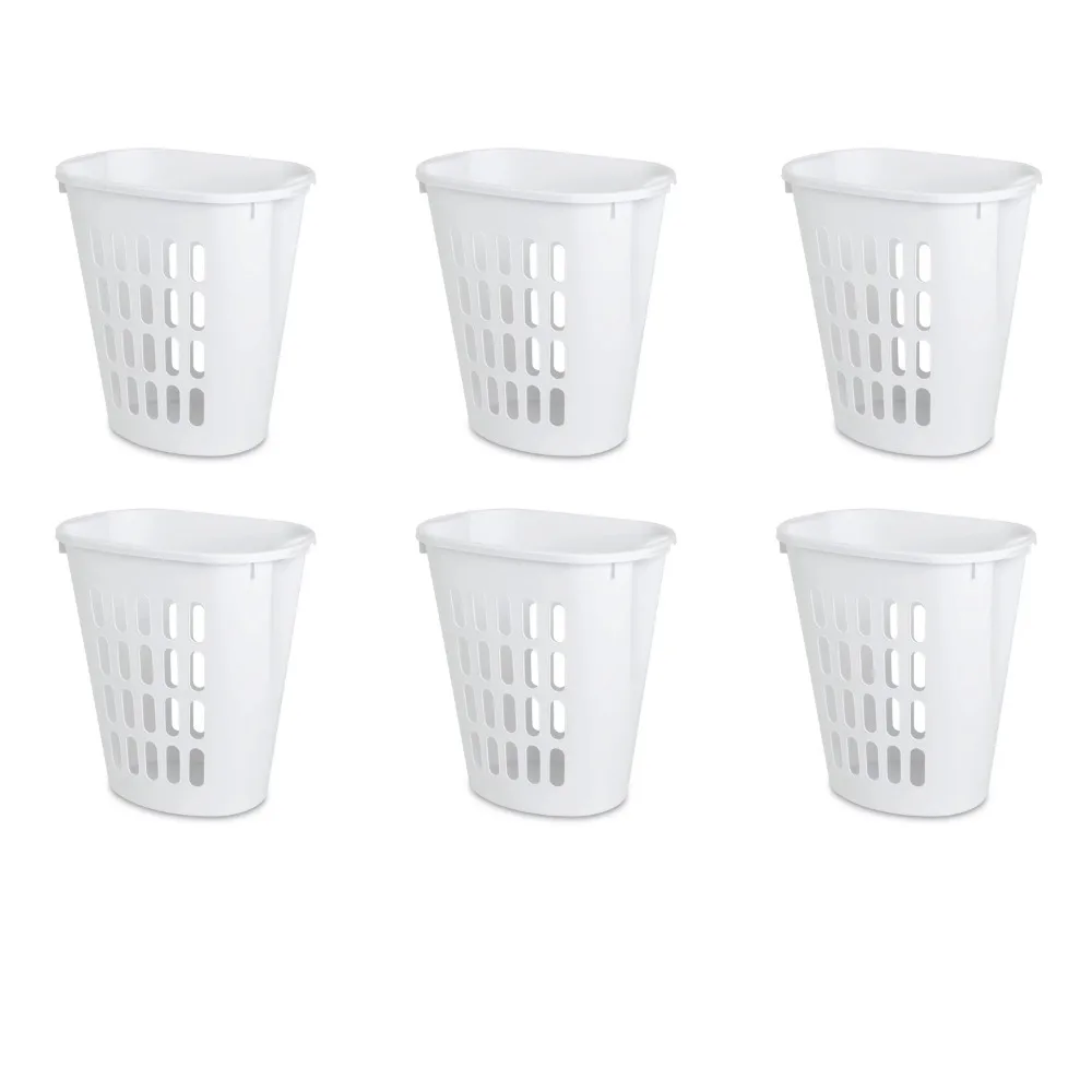 

Sterilite Open Plastic Laundry Hamper, White, Set of 6