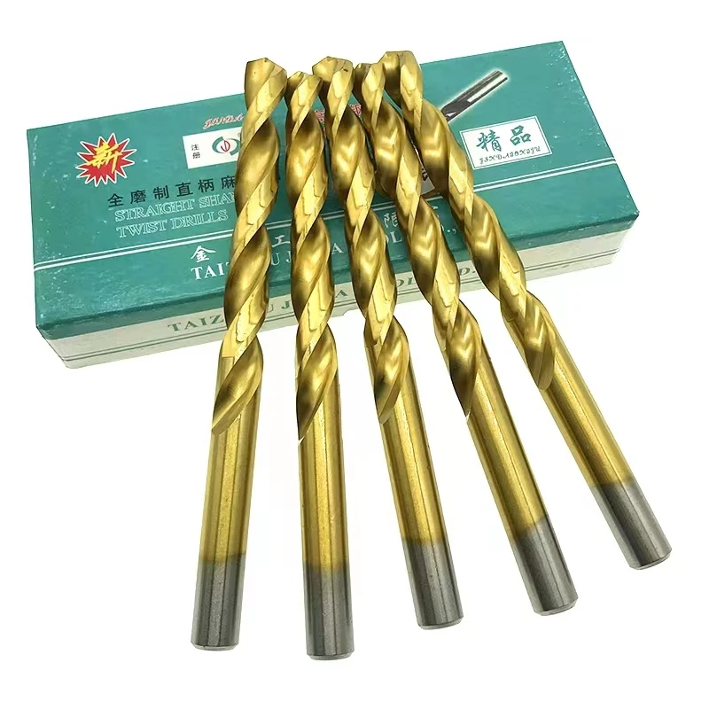 10PCS 5.0mm-9.0mm High Speed Steel Titanium Coated Straight Shank Twist Drill Bits For Metal (5mm/5.5mm/6mm/6.5mm/7mm/8mm/9mm)