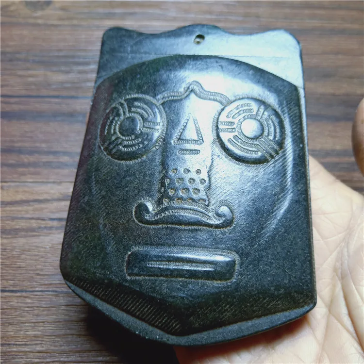 

Китайская тибетская хуншанская культура, натуральная метеоритная маска, резная статуя талисмана и искусственная подвеска, аксессуары, под...