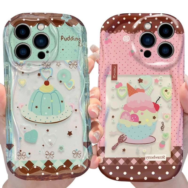 Мягкий силиконовый чехол-футляр для iPhone 17, 16E, 15, 14, 13, 12 Mini, 11 Pro Max, 8, 7 Plus с узором в горошек, мятно-зеленый, в стиле десерта «Пудинг» (art.: 3920dc8d8a09d) - 3920dc8d8a09d