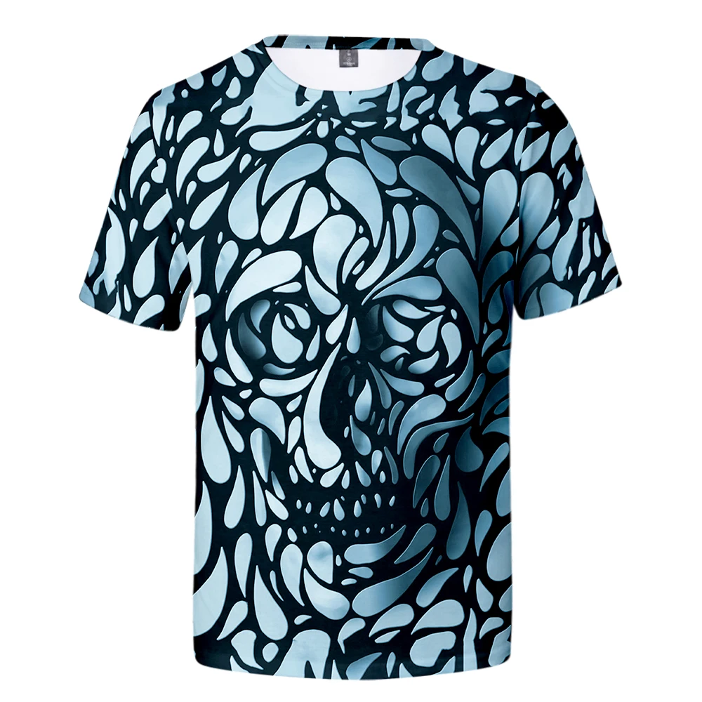 

Новинка 2021, Мужская футболка для косплея с принтом черепа, с коротким рукавом