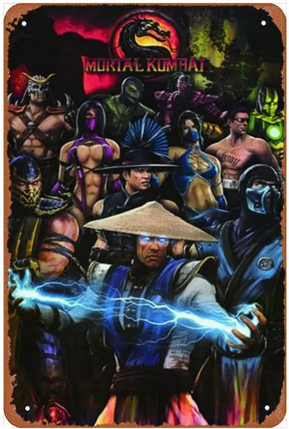 Забавная арт-видеоигра Mortal Kombat металлическая жестяная вывеска 8x12 дюймов бар паб