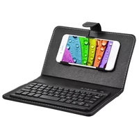 for iphone huawei xiaomi samsung mobile phone portable leather case protective cover with bluetooth compatible wireless keyboard
