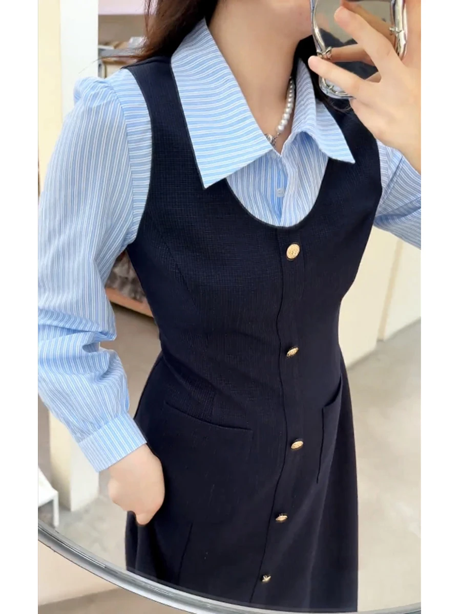 Женская одежда больших размеров модные лоскутные рубашки из двух предметов