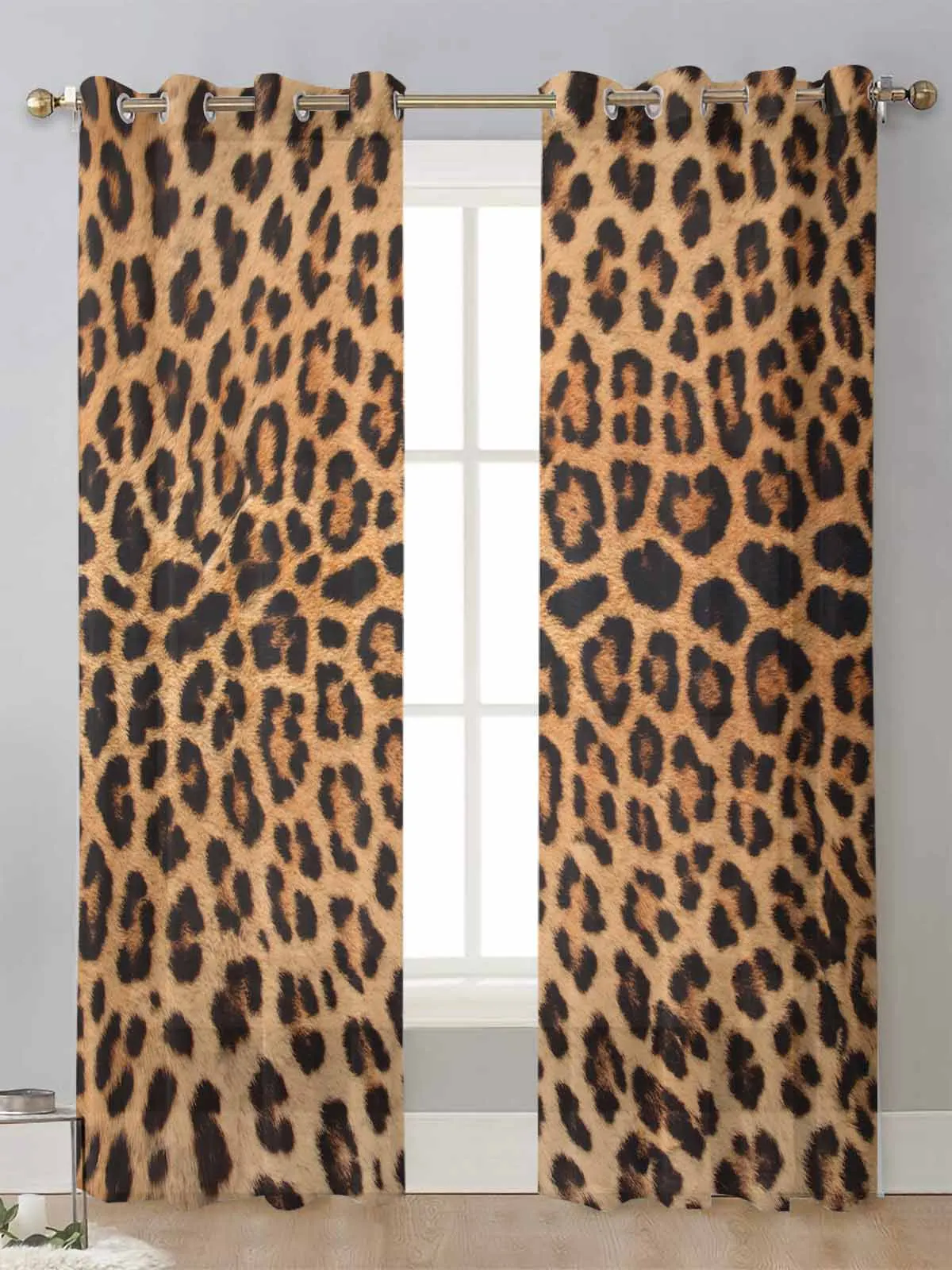 

Leopard Print Sheer Curtains For Living Room Window Screening Transparent Voile Tulle Curtain Cortinas Drapes Home Decor