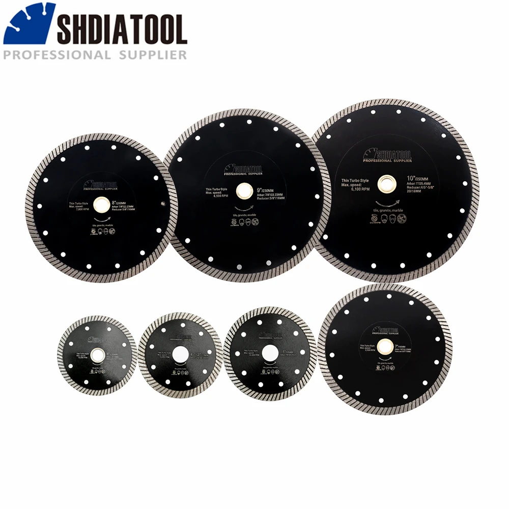SHDIATOOL 2pcs Super-Thin Diamond Turbo Blades Ceramic Tile Granite Cutting Disc Ramic Granite Sawblade 4