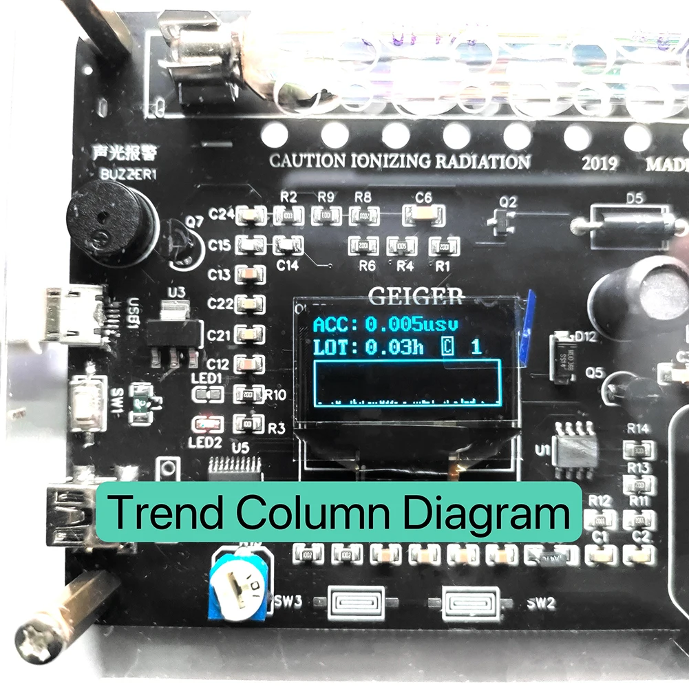 Модуль комплекта счетчика Гейгера со звуковой световой сигнализацией Счетчик