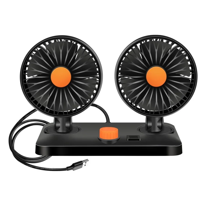 

2022 High Wind Van Cooling Car Double-headed Fan 12V Car Shaking Head Fan 24V Large Truck Fan USB