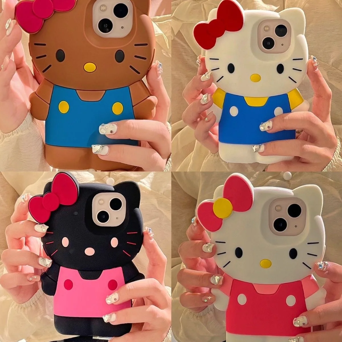 

New Sanrio Hello Kitty 3D Stereoscopic Phone Cases For iPhone 14 13 12 11 Pro Max XR Plus 2023 Soft Silicone Drop-proof Cover