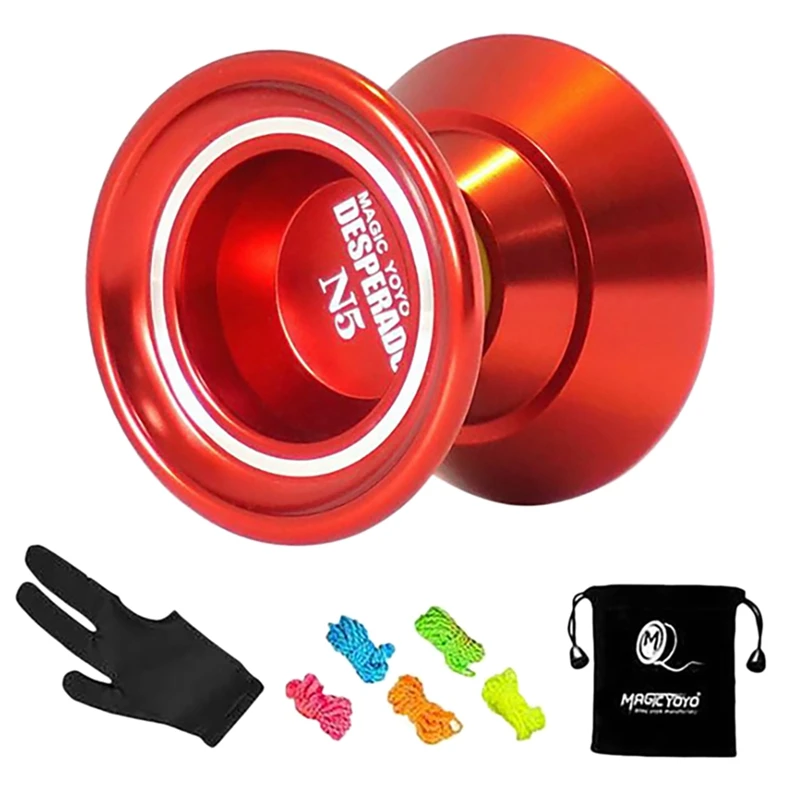 

MAGICYOYO N5 Yoyo Professional Yo-Yo Ball Aluminum Alloy Metal Yoyo KK Bearing With 5 Strings,Gloves