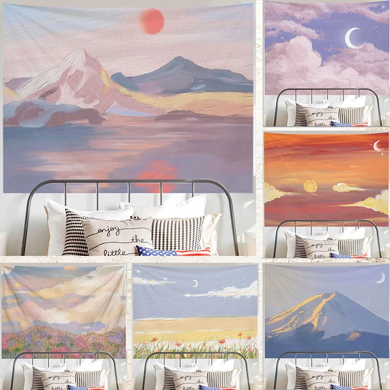 

Oil Painting Scenery Tapestry Dorm Room Decoration Aesthetic Tapestry Wall Tapestry Decor Wall Hanging Tapestry Decoration