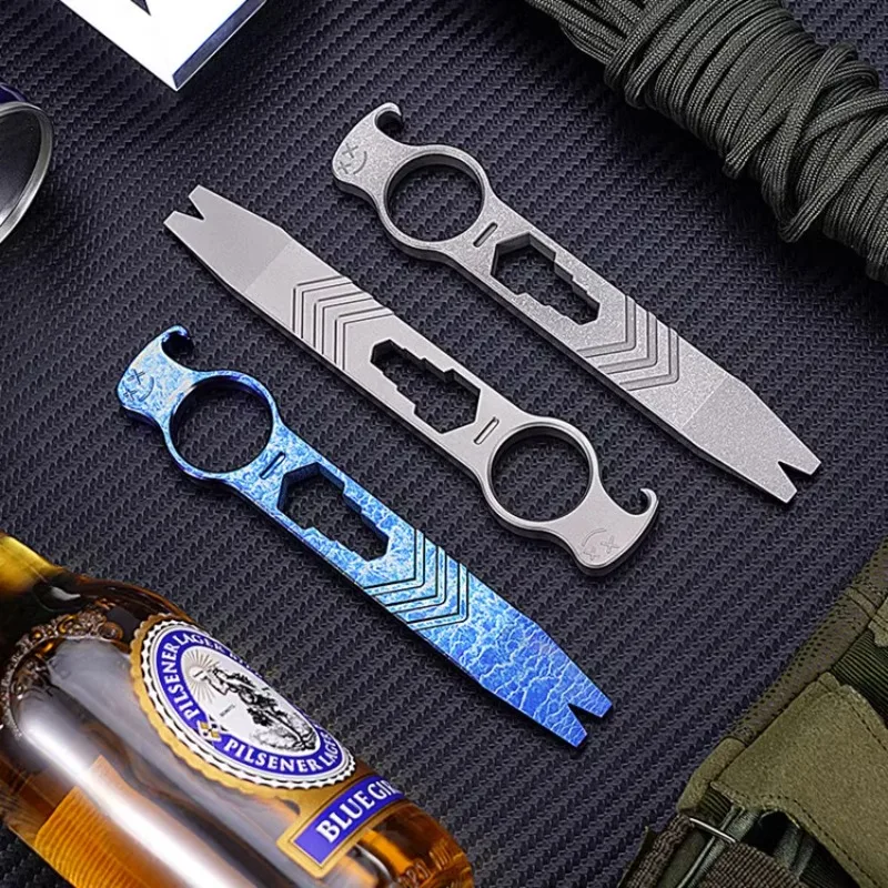 

Многофункциональная открывалка-эвакуатор из титанового сплава, крутая открывалка для бутылок, портативный гаечный ключ для повседневного использования, маленький аварийный стержень, для самообороны