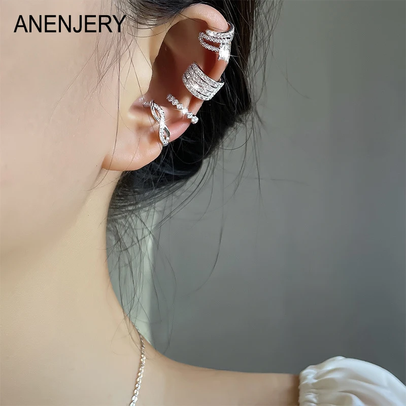 

DAYIN Geometric Multi-layer Zircon Wave Clip Earrings For Women Cool Clip Earhook Without Ear Hole Party Jewelry Ear Cuff