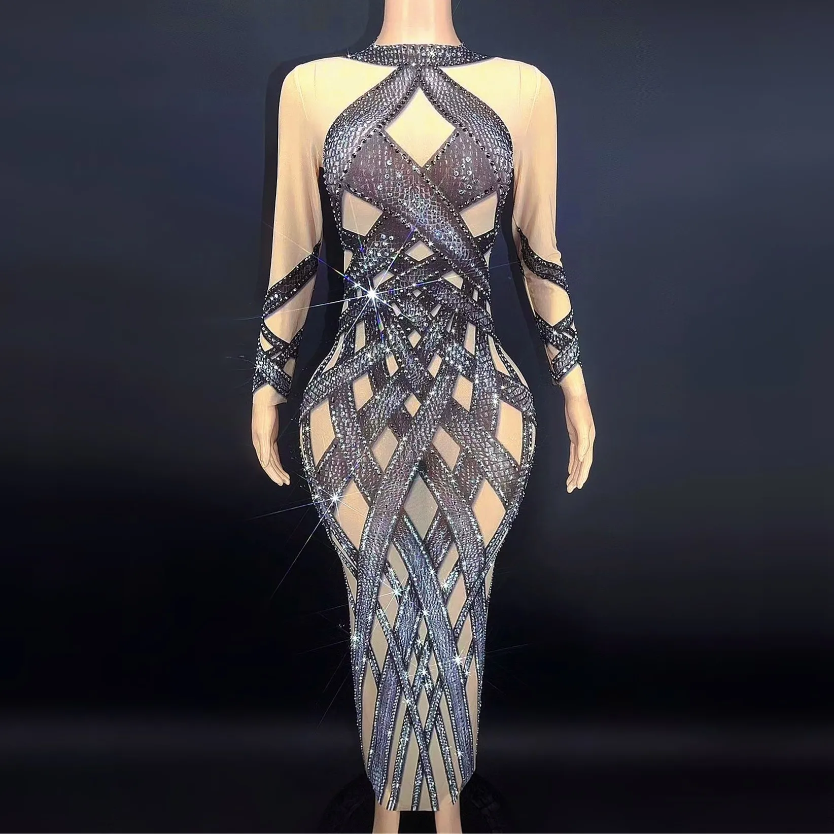 

Модное сексуальное Вечерние чное платье со стразами и змеиным принтом, вечернее платье Badycon, одежда для ночного клуба, певицы, диджея, сценического шоу