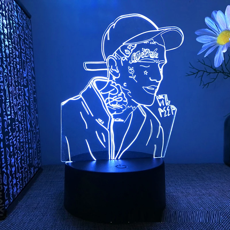 Star Lil peep Figure 3d Led Lamp For Bedroom Touch Night Lights Children's Room Decor Birthday Gift
