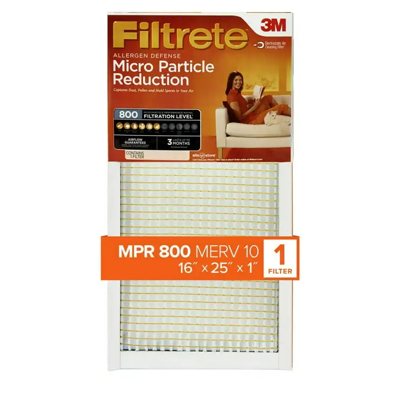 

, 16x25x1, MERV 10, Micro Particle Reduction HVAC Furnace Air Filter, Captures Pet Dander and Pollen, 800 MPR, 1 Filter Stainle