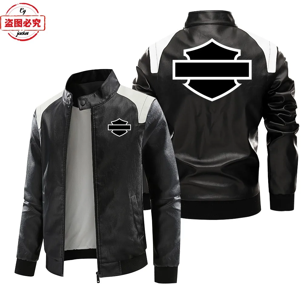 Кожаная куртка с логотипом мотоцикла из искусственной кожи ветрозащитная