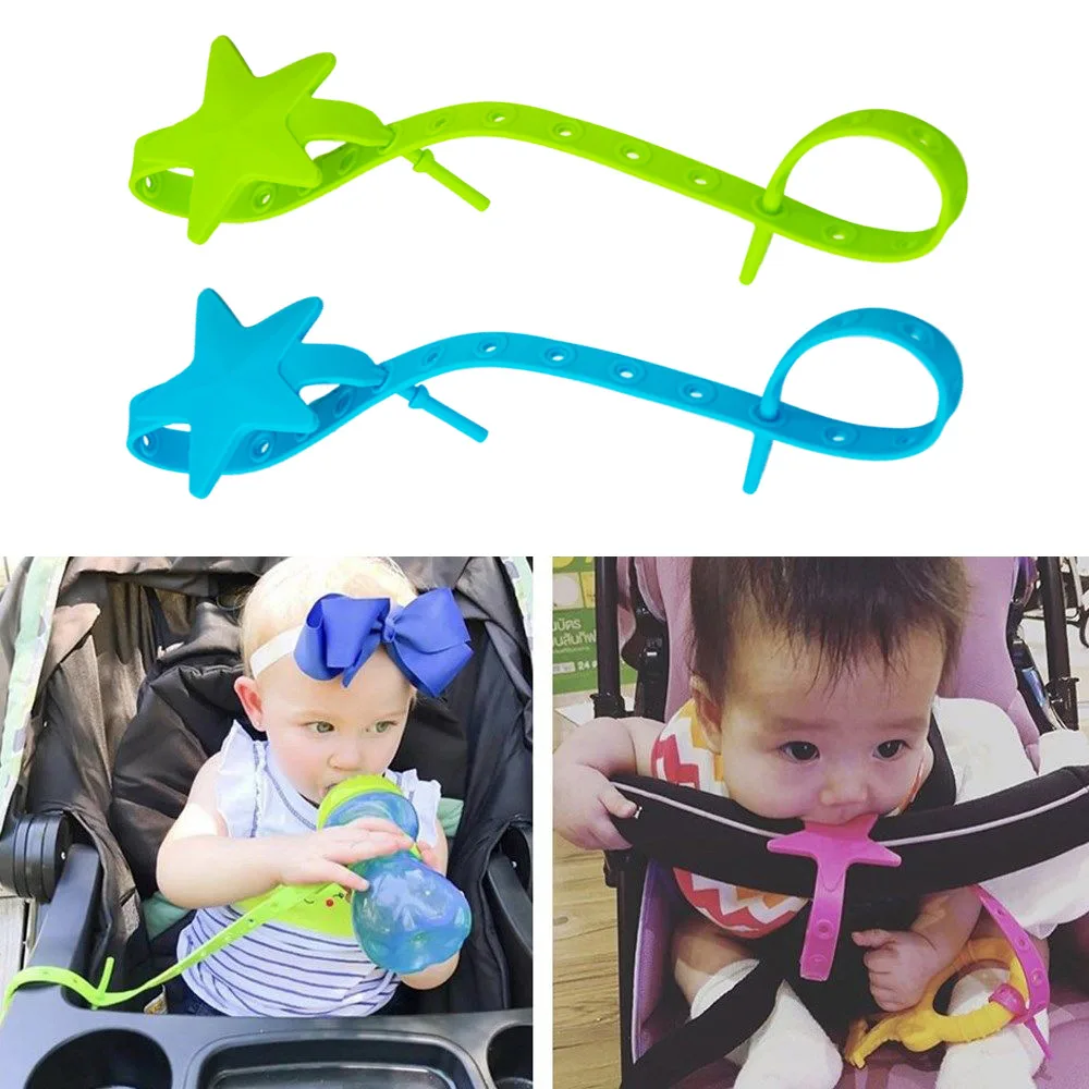 

Baby Stroller Hook Silicone Star Pacifier Chain Non-toxic Teether Strap Kids Toy Holder Stroller Organizer Stroller Accessories
